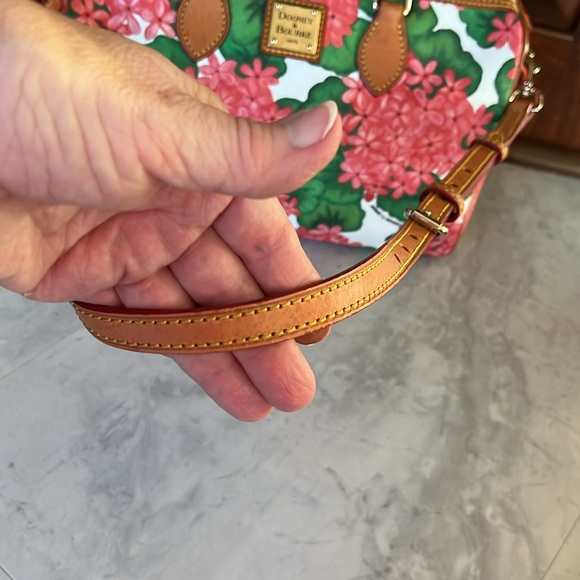 Dooney & Bourke Satchel crossbody bag genuine leather geraniums pink/red/gree - Picture 4 of 17